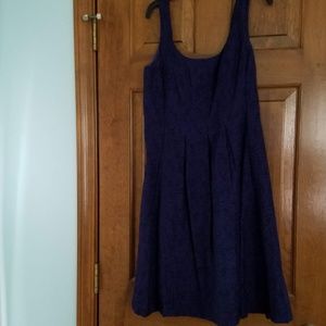 Nine West Purple and Black A Line Pleated Dress
